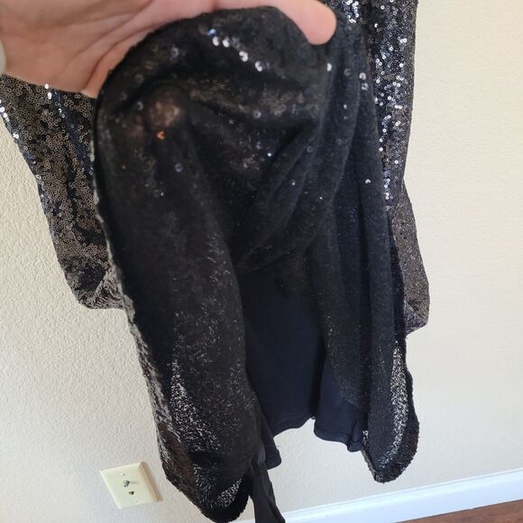 Kate Kasin Sequin Formal Cocktail Evening Maxi Dress Black Size 18w Sleeveless - Picture 9 of 11